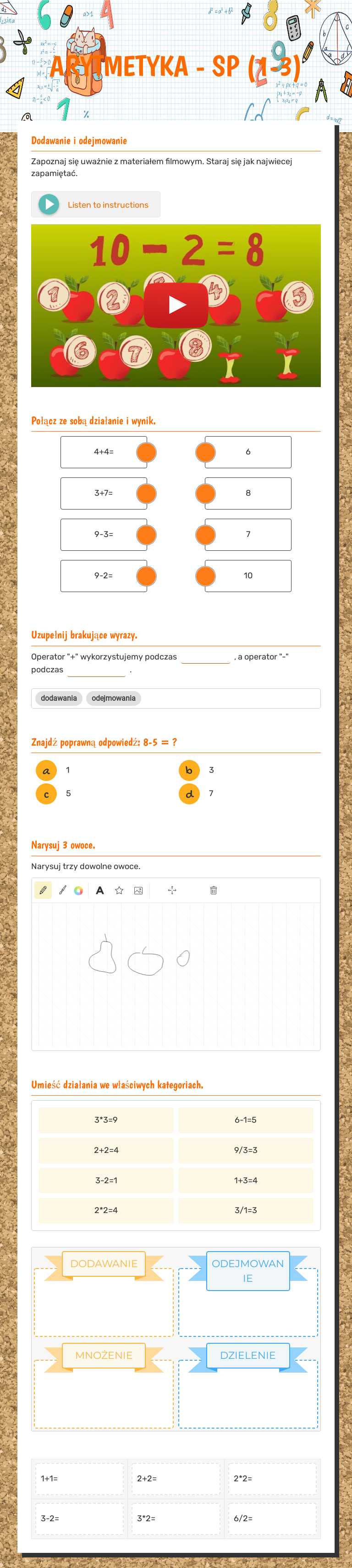 ARYTMETYKA - SP (1-3) worksheet preview image