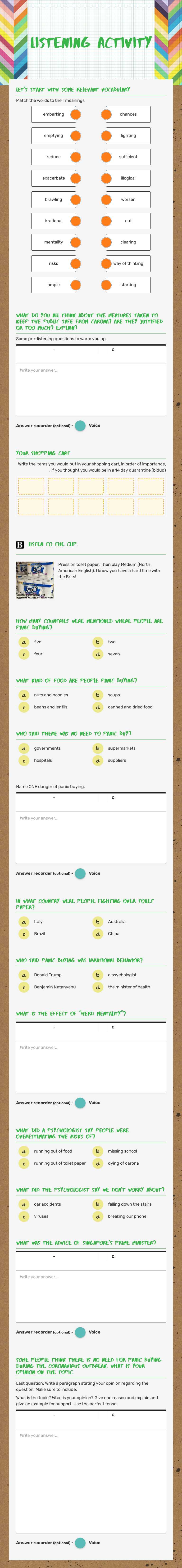 listening Activity worksheet preview image