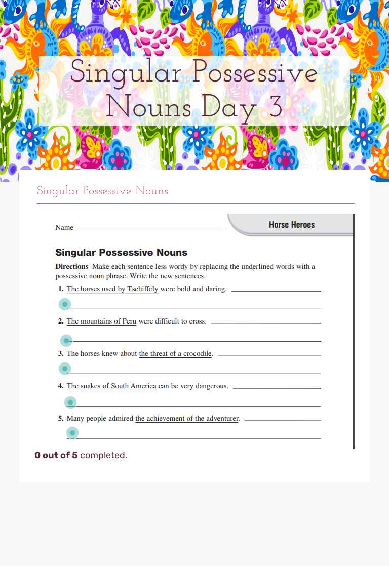 Singular Possessive Nouns Day 3 Grade 4 worksheet preview