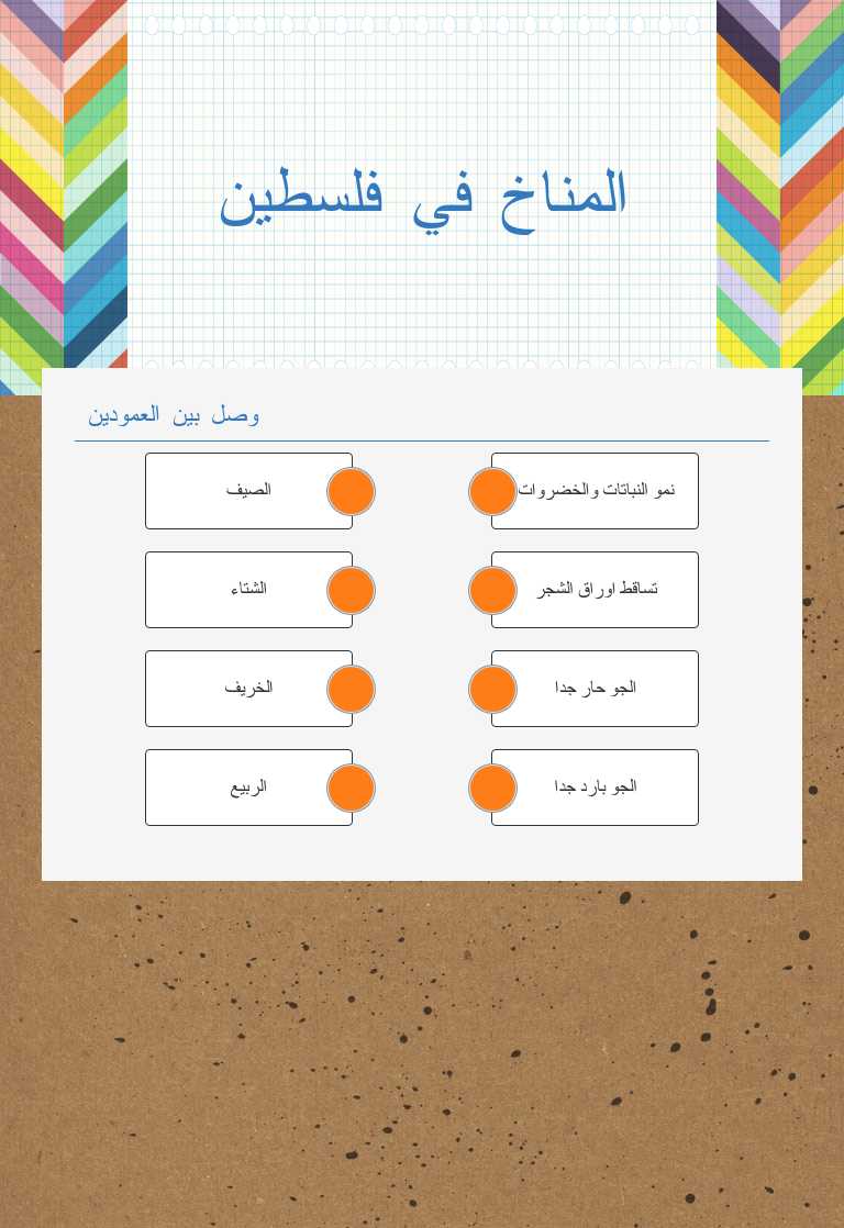 المناخ في فلسطين Grade 5 worksheet preview