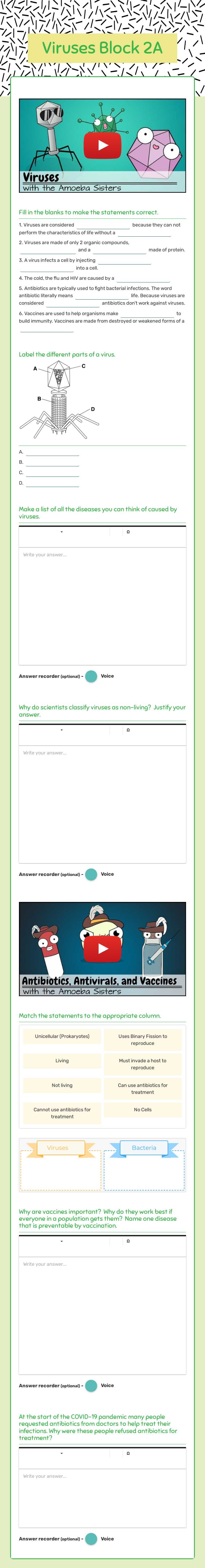 Viruses Block 2A worksheet preview image