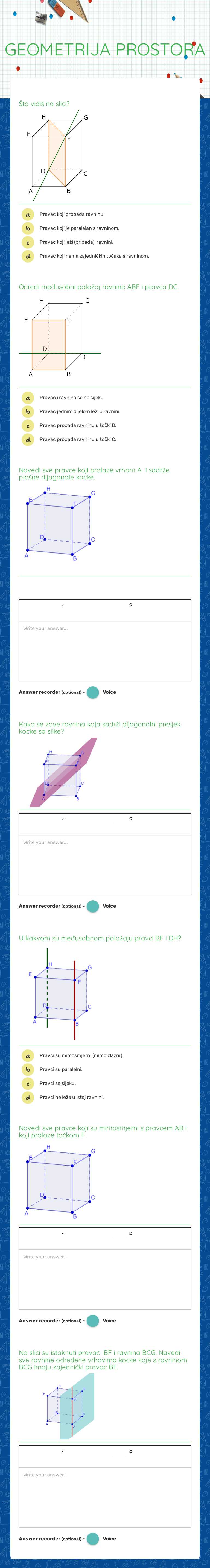 GEOMETRIJA PROSTORA Grade 8 worksheet preview