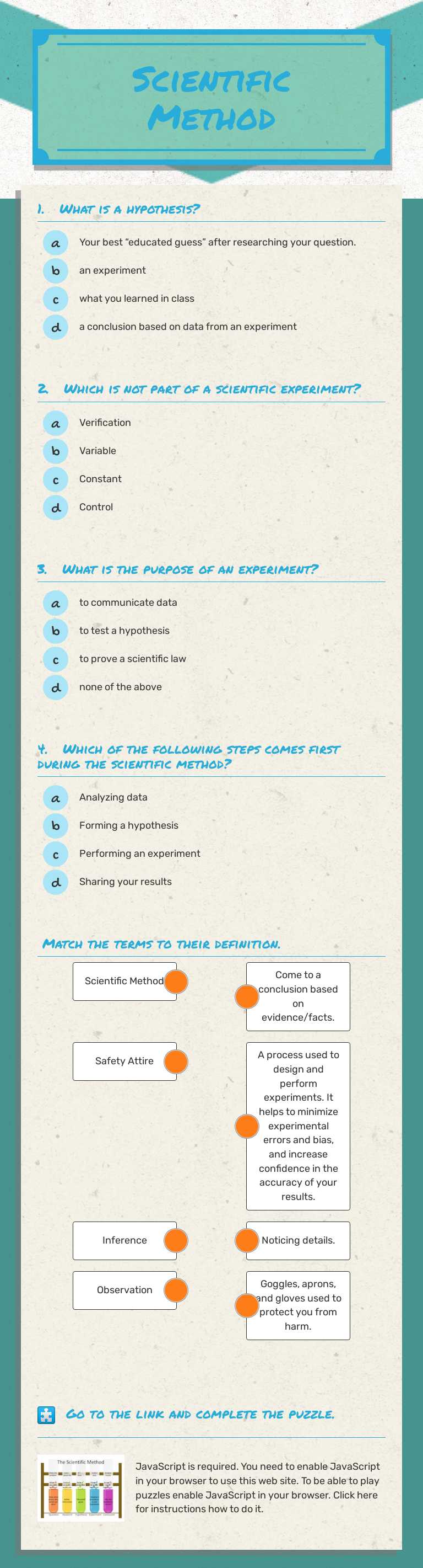 Scientific Method worksheet preview image
