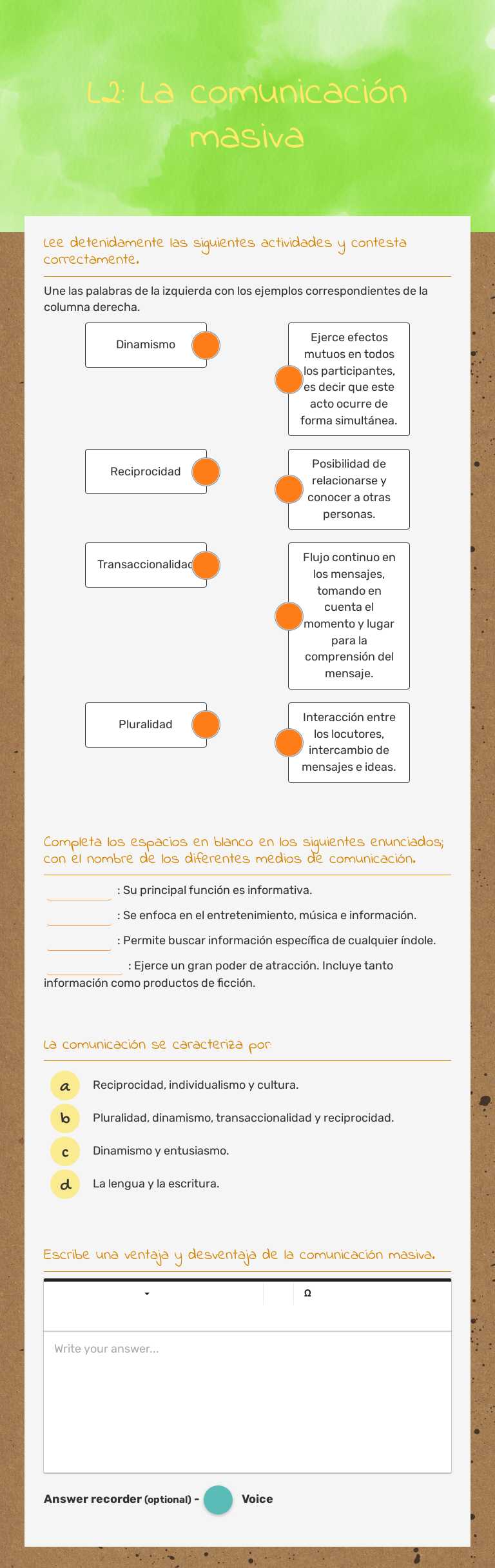 L2: La comunicación masiva worksheet preview image