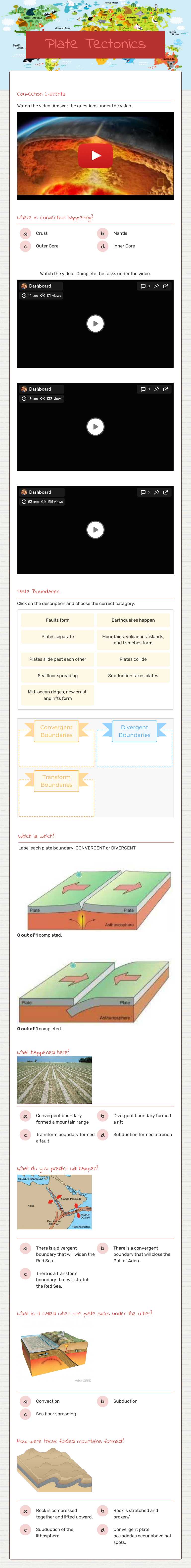 Plate Tectonics Grade 6 worksheet preview