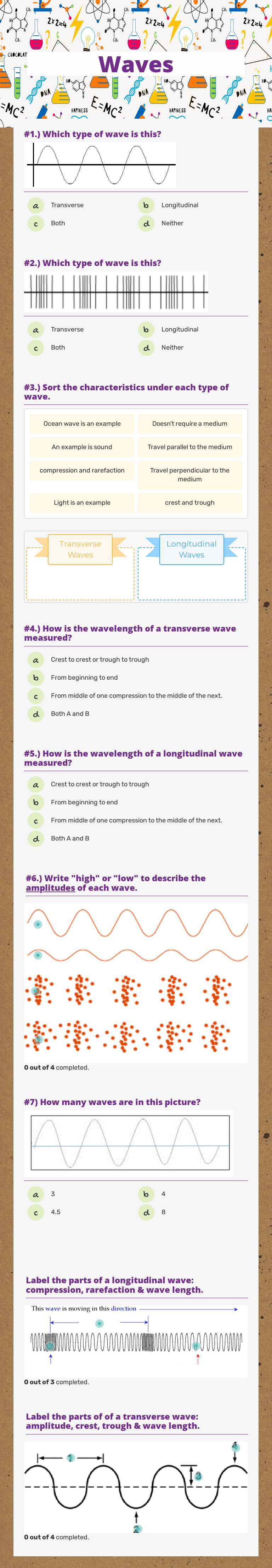 Waves worksheet preview image