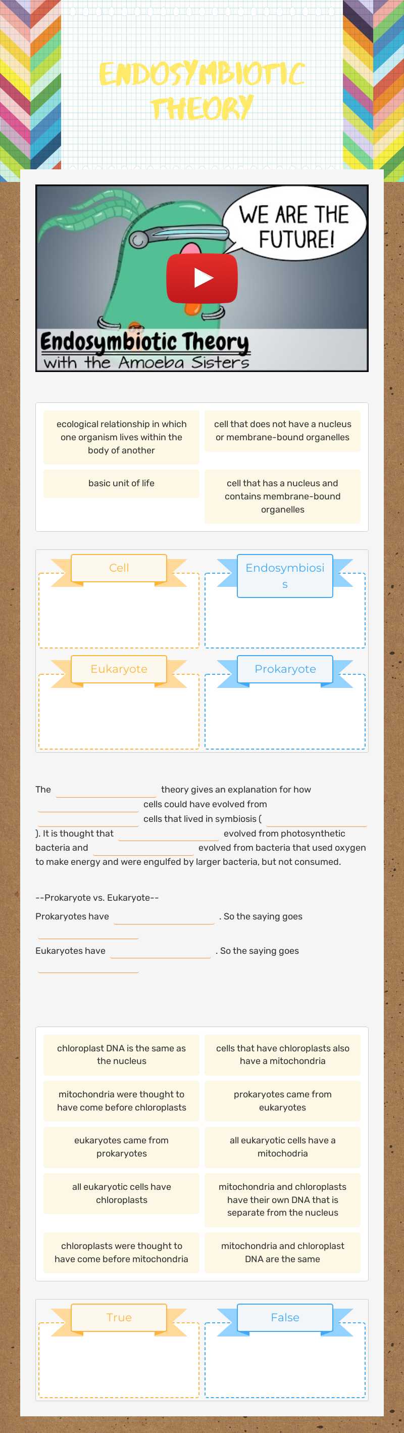 Endosymbiotic Theory by Megan Netherland | Interactive Worksheet | Wizer.me