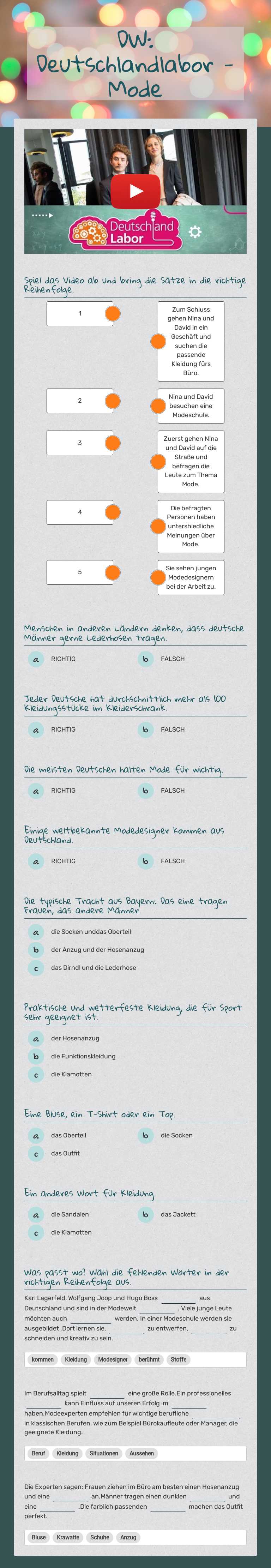 DW: Deutschlandlabor - Mode worksheet preview image