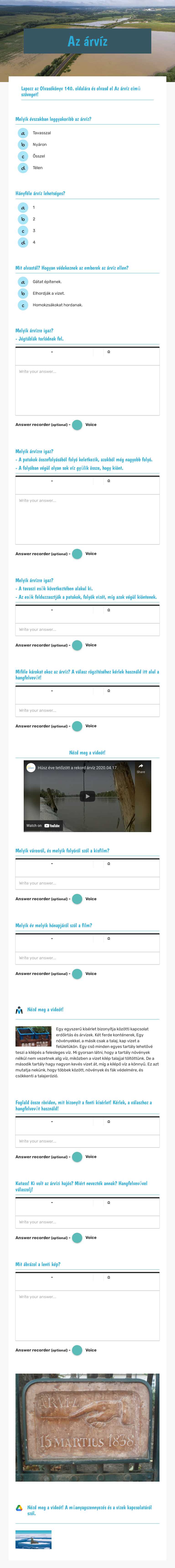 Az árvíz worksheet preview image