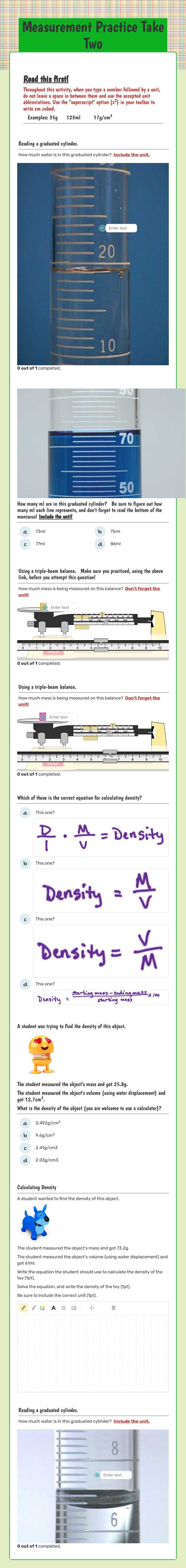 Measurement Practice Take Two worksheet preview image