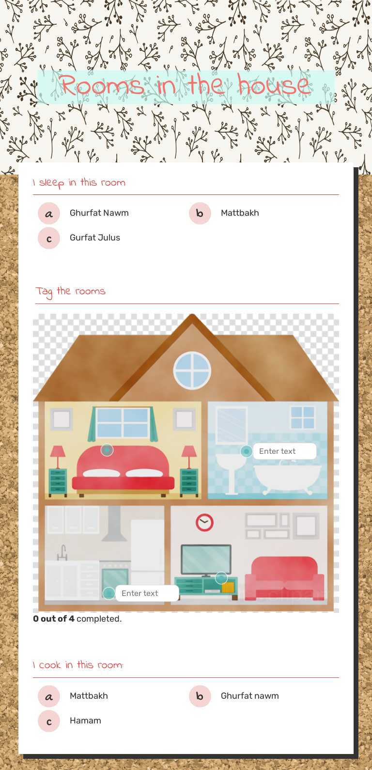 Rooms in the house worksheet preview