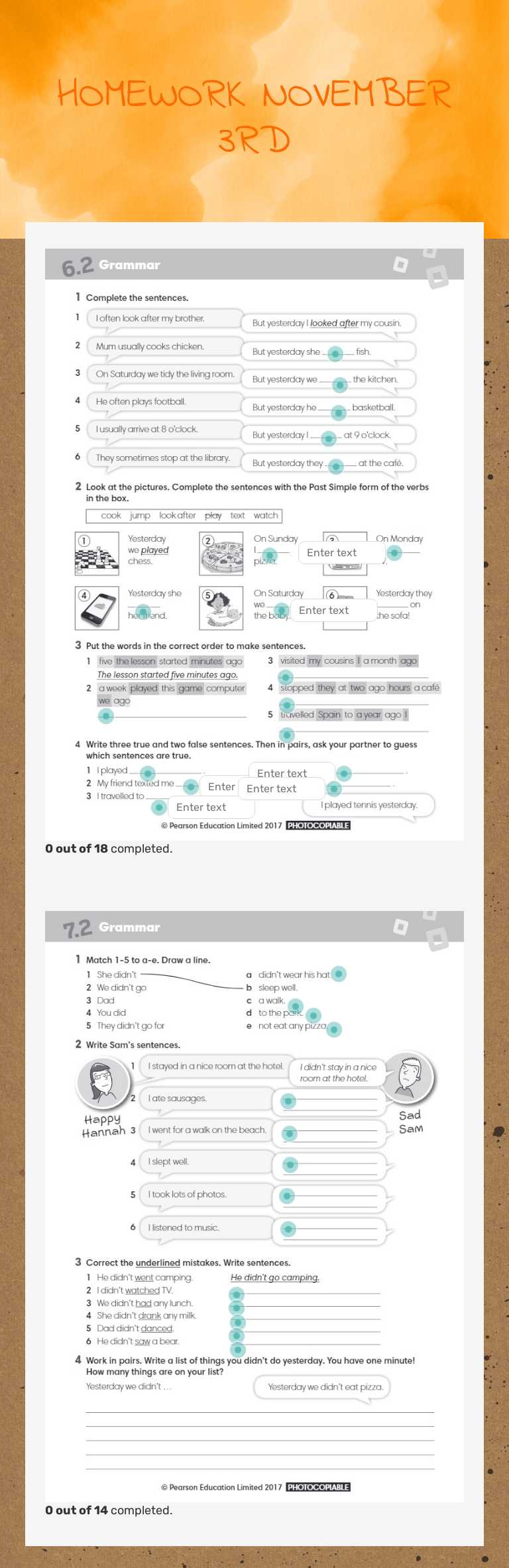 HOMEWORK NOVEMBER 3RD worksheet preview image