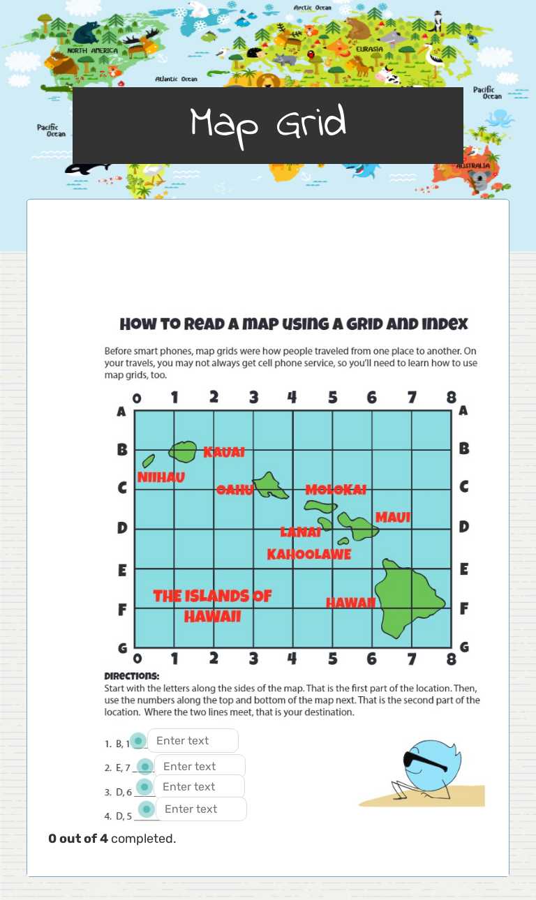 Map Grid Grade 3 worksheet preview