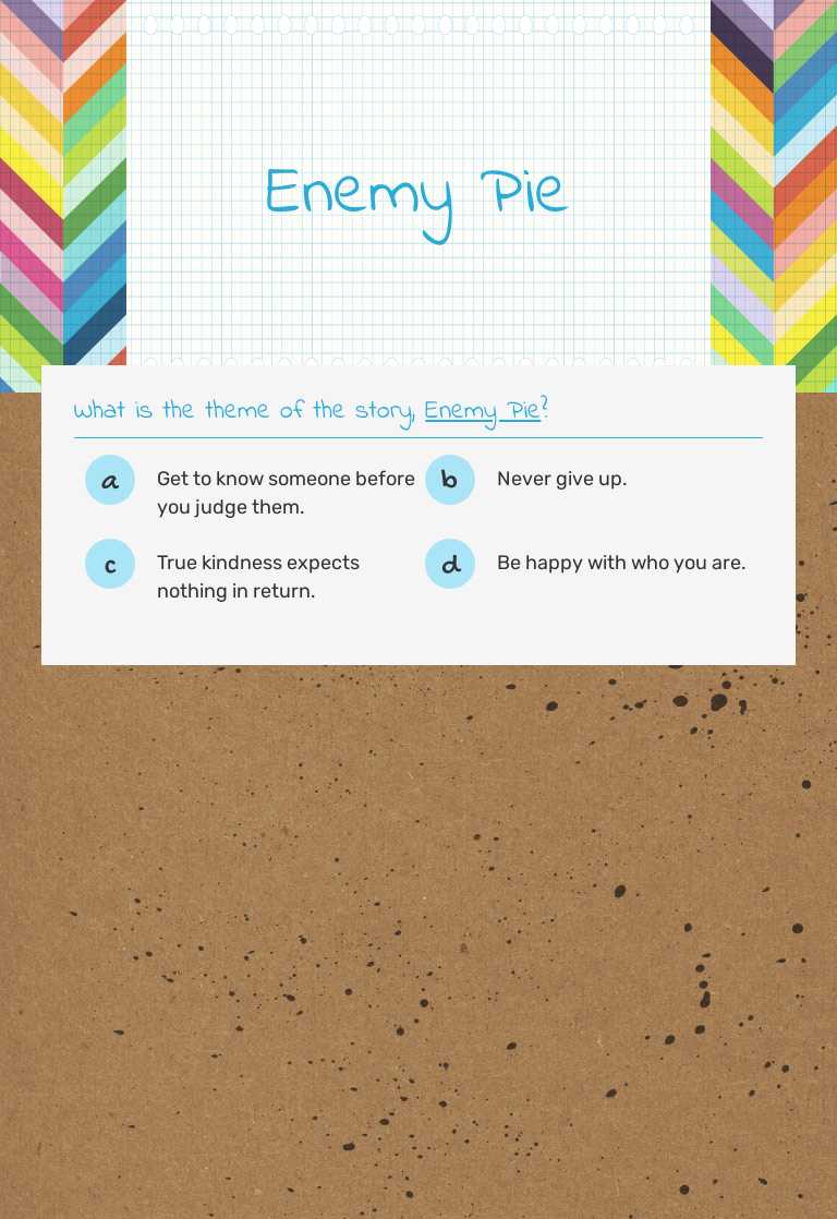 Enemy Pie worksheet preview image