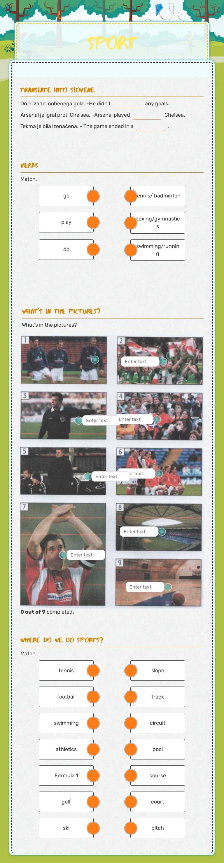 sport worksheet preview image