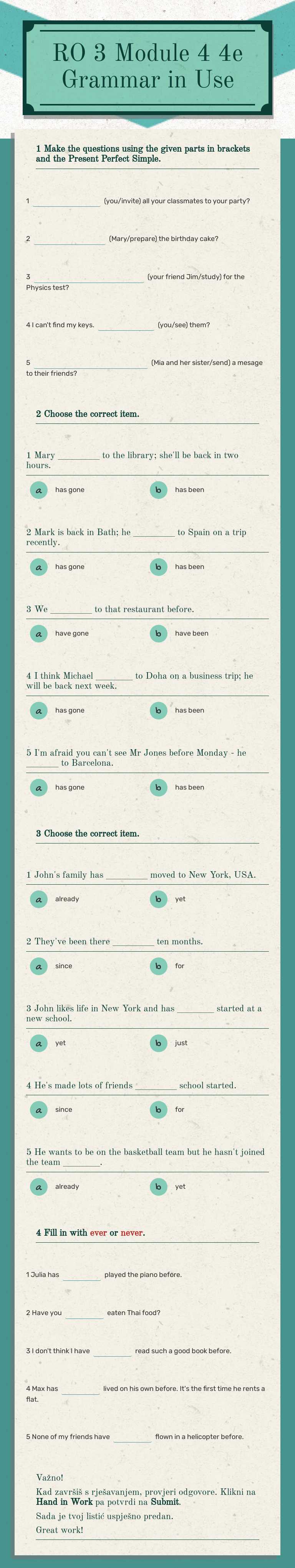 RO 3 Module 4 4e Grammar in Use worksheet preview image