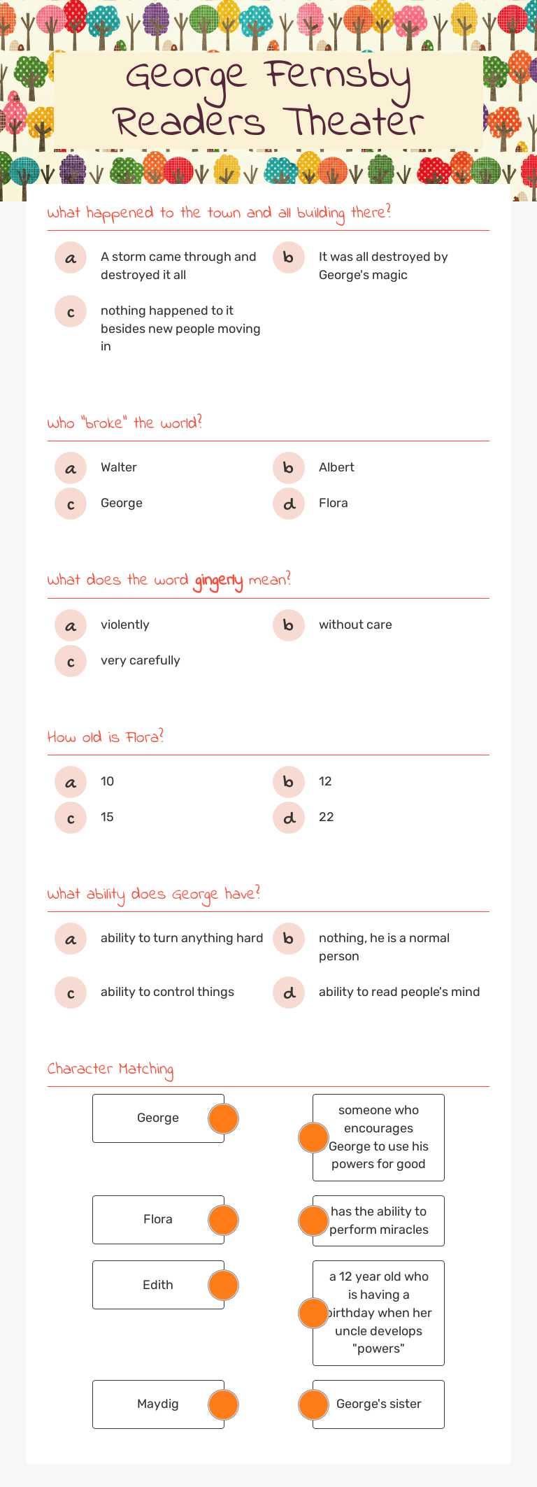 George Fernsby Readers Theater worksheet preview image