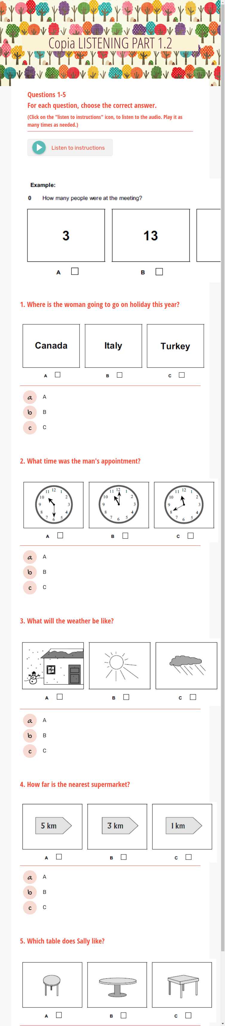 Copia LISTENING PART 1.2 worksheet preview image