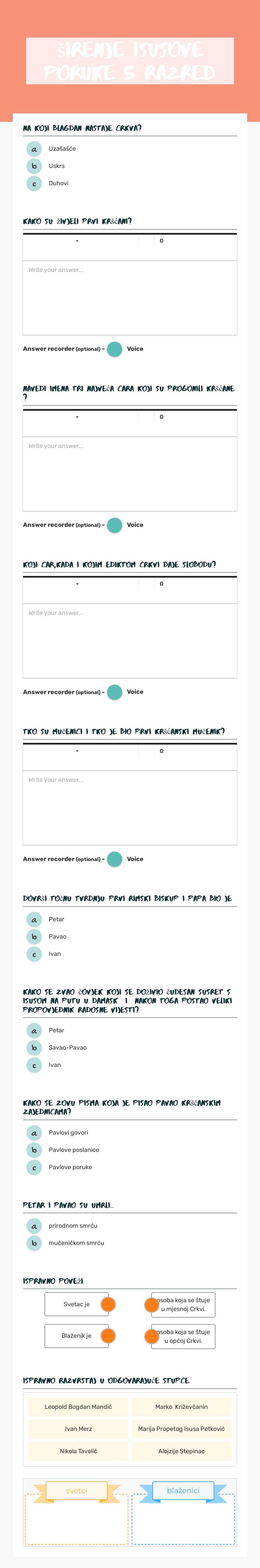 širenje isusove 
    poruke        5 Razred worksheet preview image