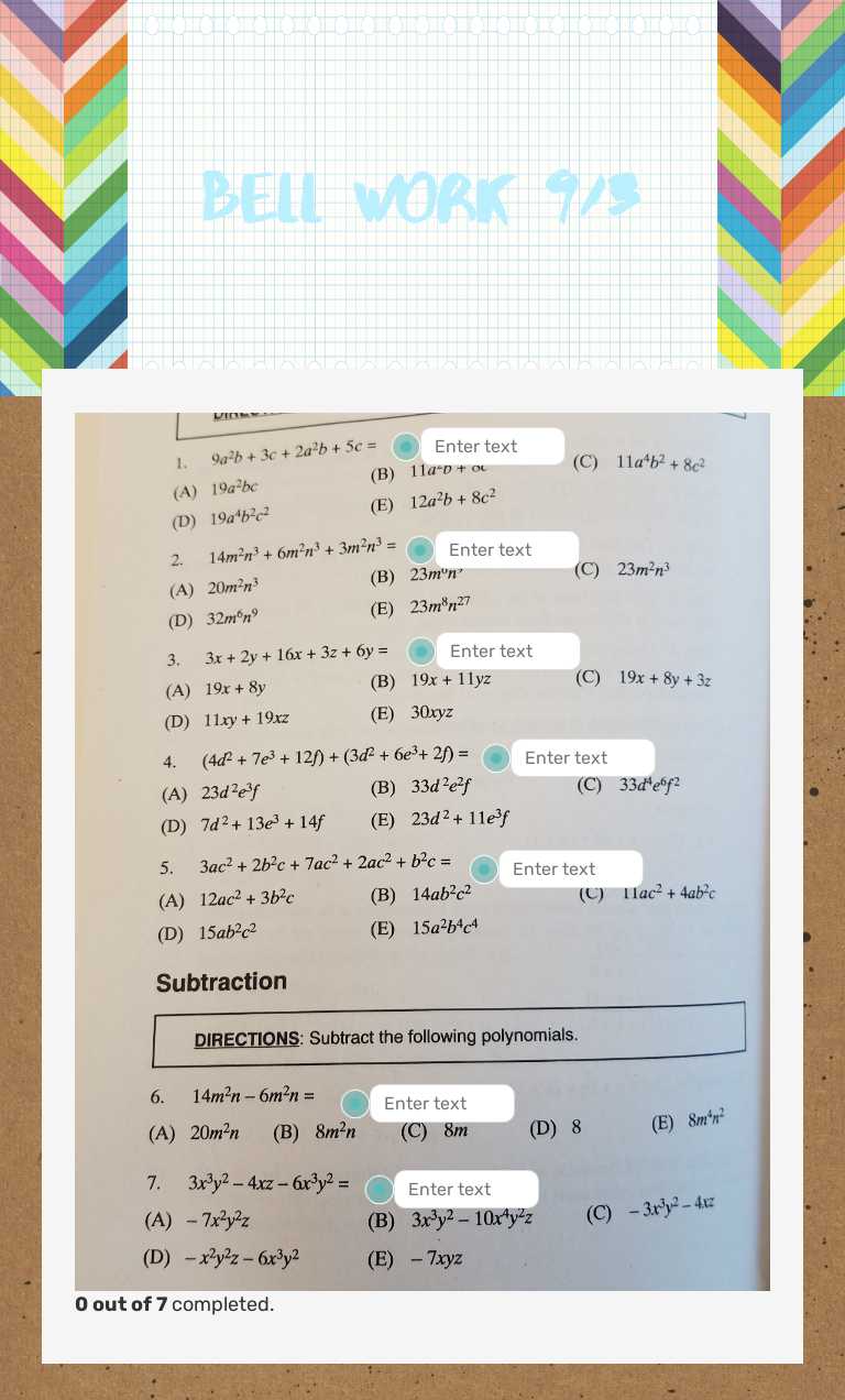 bell work 9/3 worksheet preview image