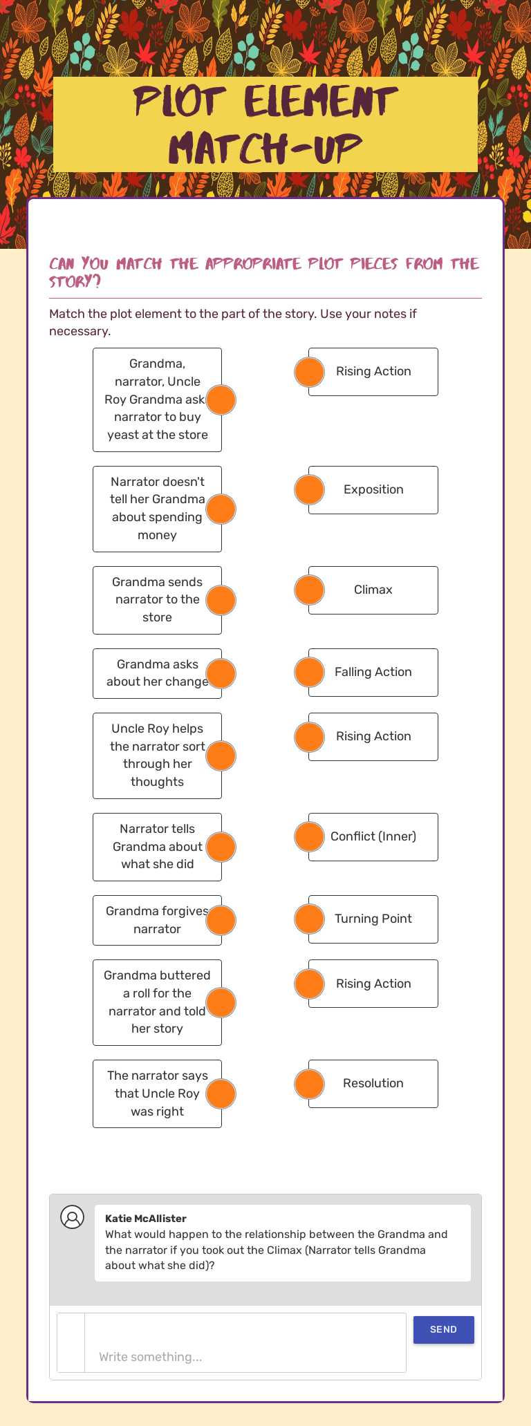 Plot Element Match-up worksheet preview image
