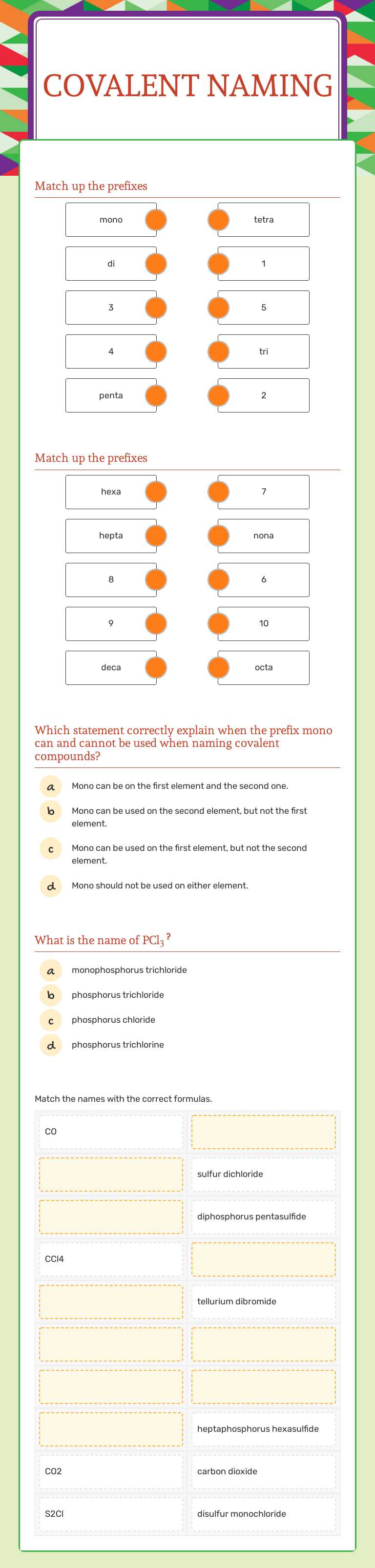 Covalent Naming worksheet preview image