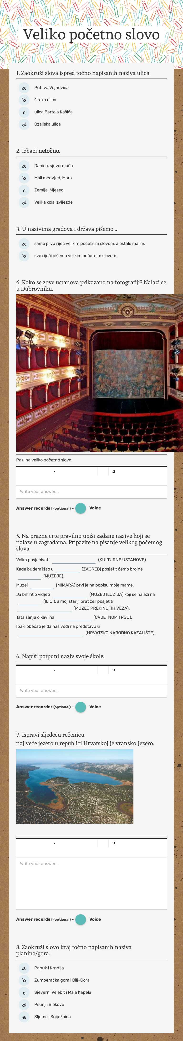 Veliko početno slovo worksheet preview image