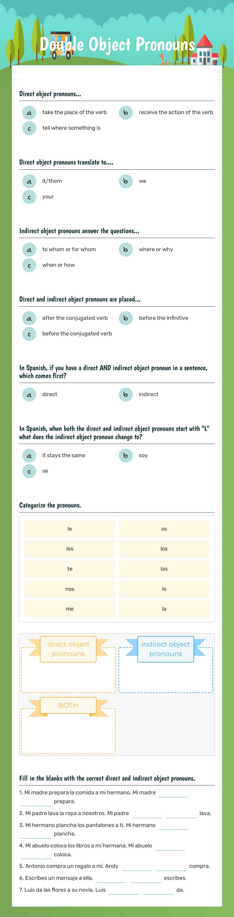 Master Spanish double object pronouns with interactive practice ...