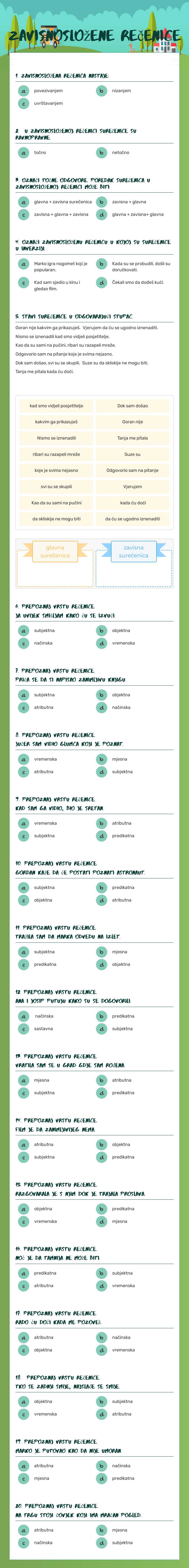 zavisnosložene rečenice worksheet preview image