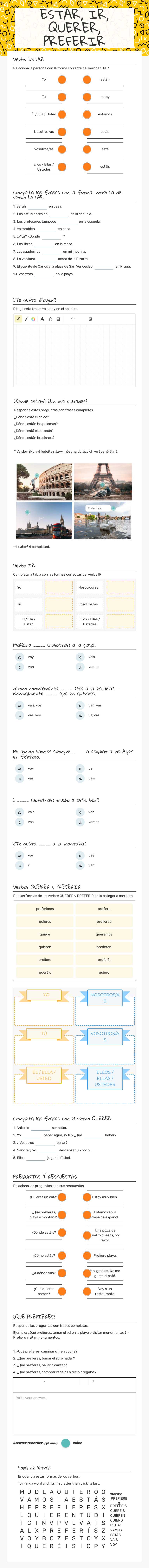 El verbo PREFERIR worksheet preview image