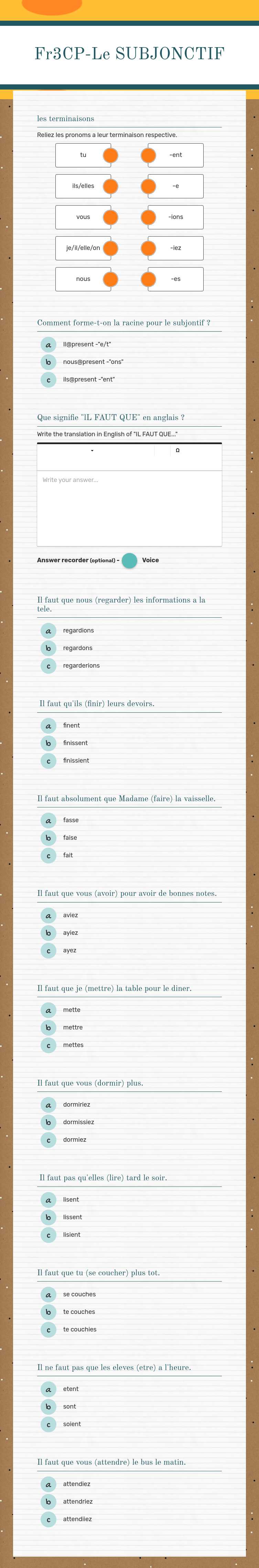 Fr3CP-Le SUBJONCTIF worksheet preview image