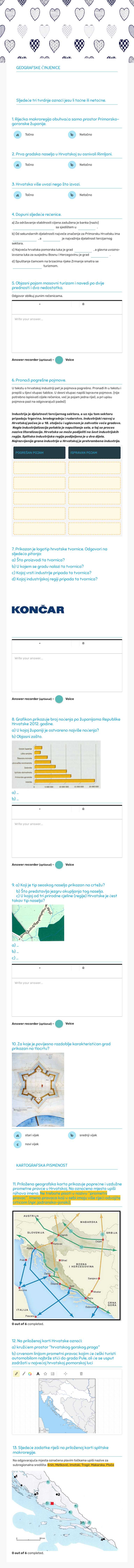 Pisana provjera (gospodarstvo hrvatske) b worksheet preview image