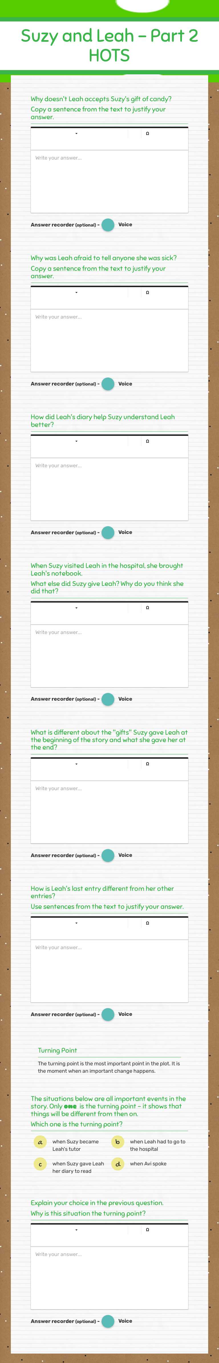 Suzy and Leah - 
Part 2 HOTS worksheet preview