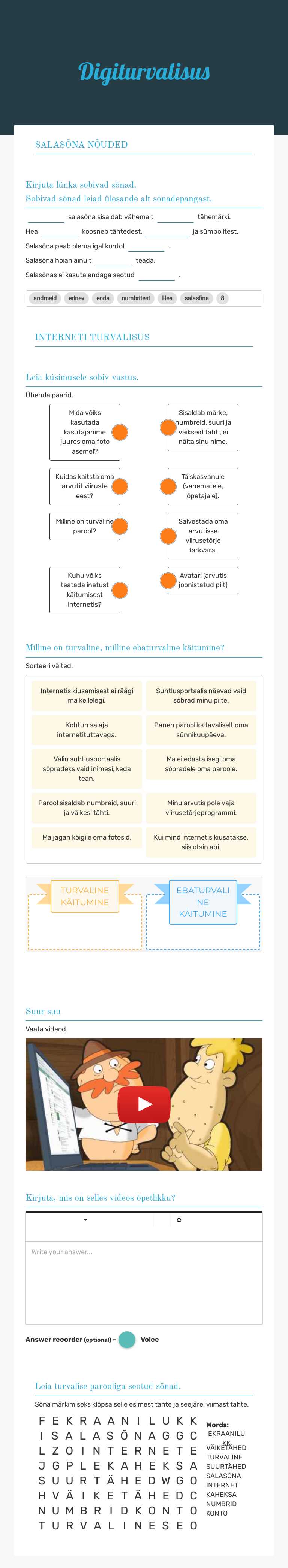 Digiturvalisus worksheet preview image