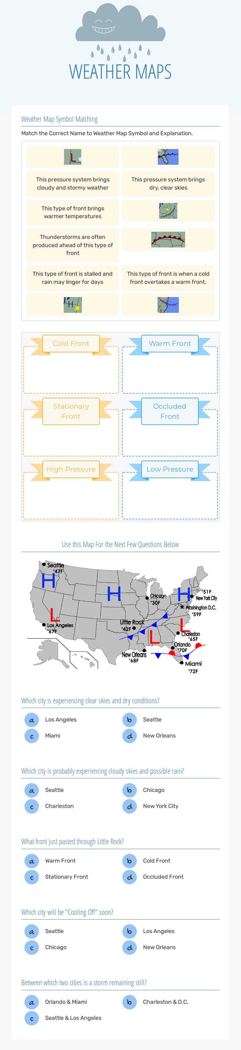 WEATHER MAPS Grade 8 worksheet preview