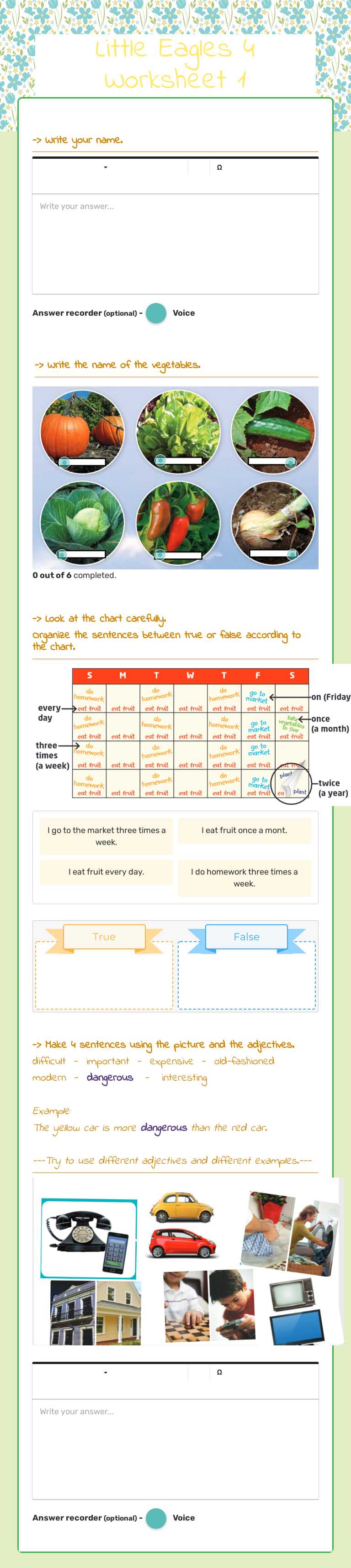Little Eagles 4  Worksheet 1 worksheet preview image