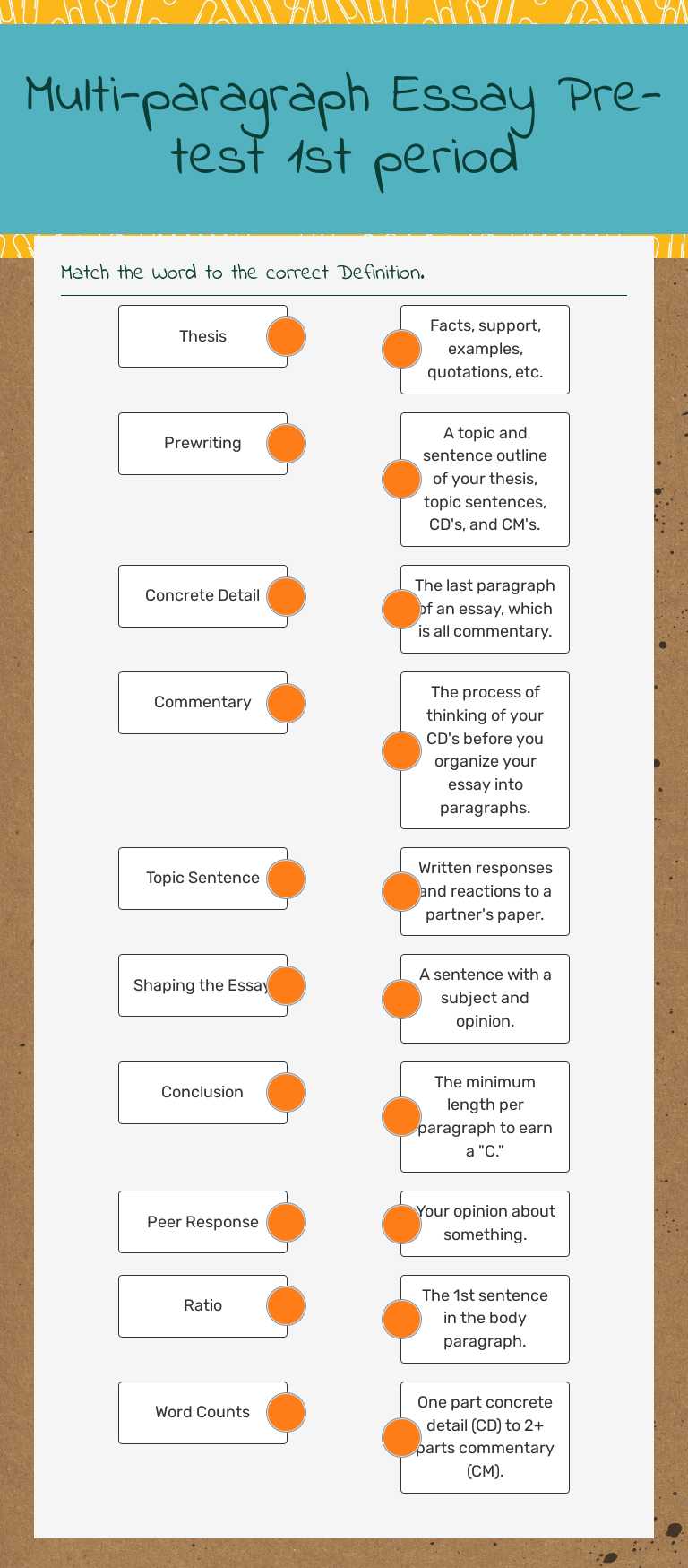 Multi-paragraph Essay Pre-test
1st period worksheet preview image