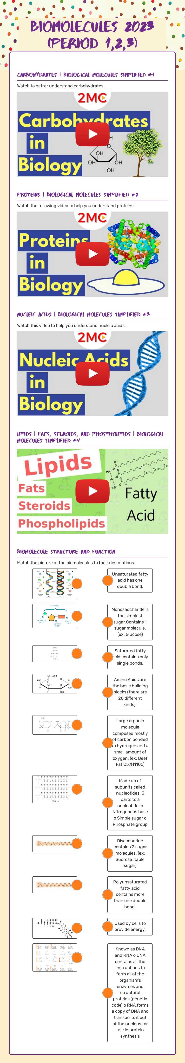 Biomolecules 2023 (Period 1,2,3) worksheet preview image