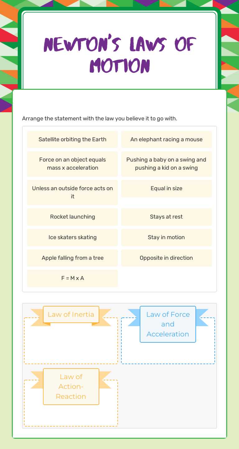 Newton's Laws of Motion worksheet preview image