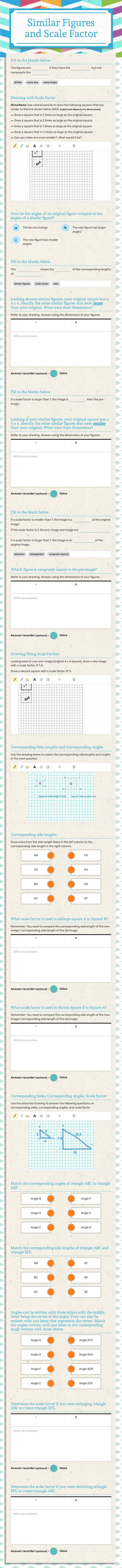 Similar Figures and Scale Factor worksheet preview image
