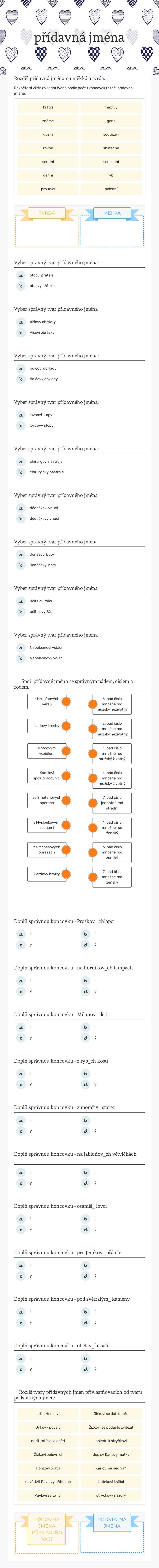 přídavná jména worksheet preview image