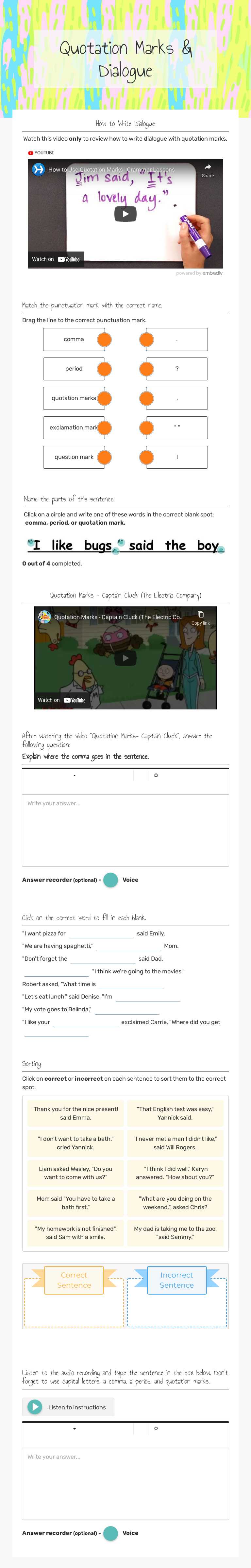 Master dialogue punctuation! Practice quotation marks, commas, periods ...