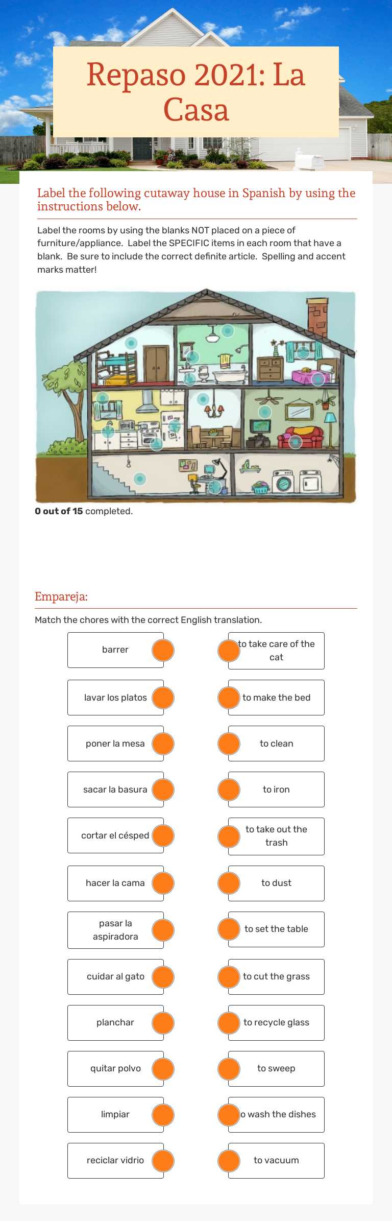 Repaso 2021:  La Casa worksheet preview image