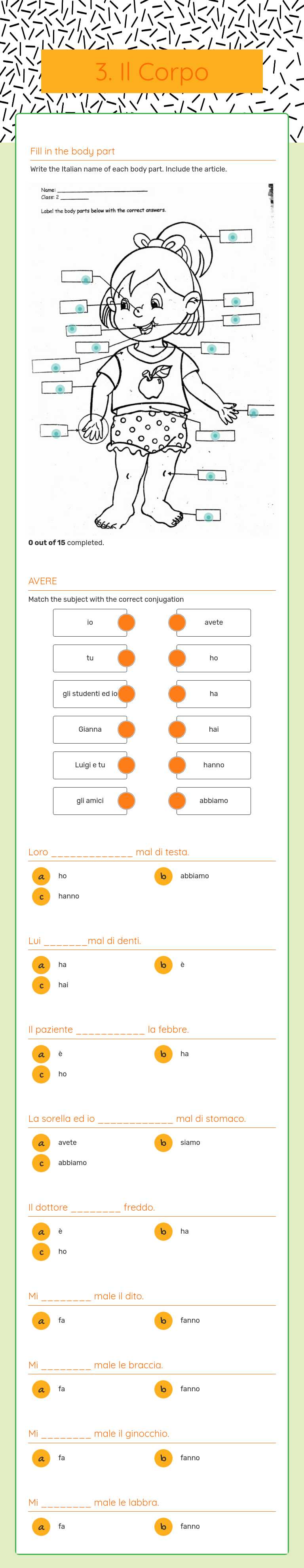3. Il Corpo worksheet preview image