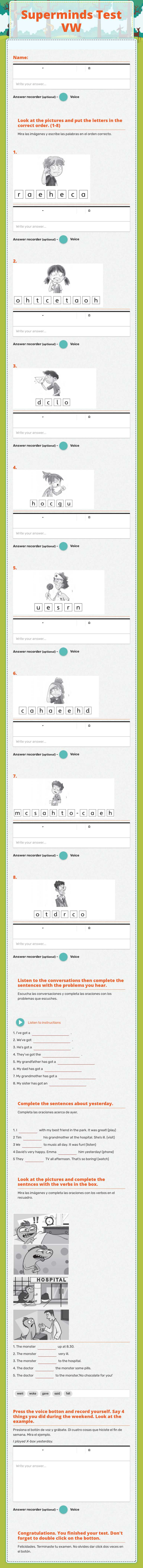 Superminds Test VW worksheet preview image