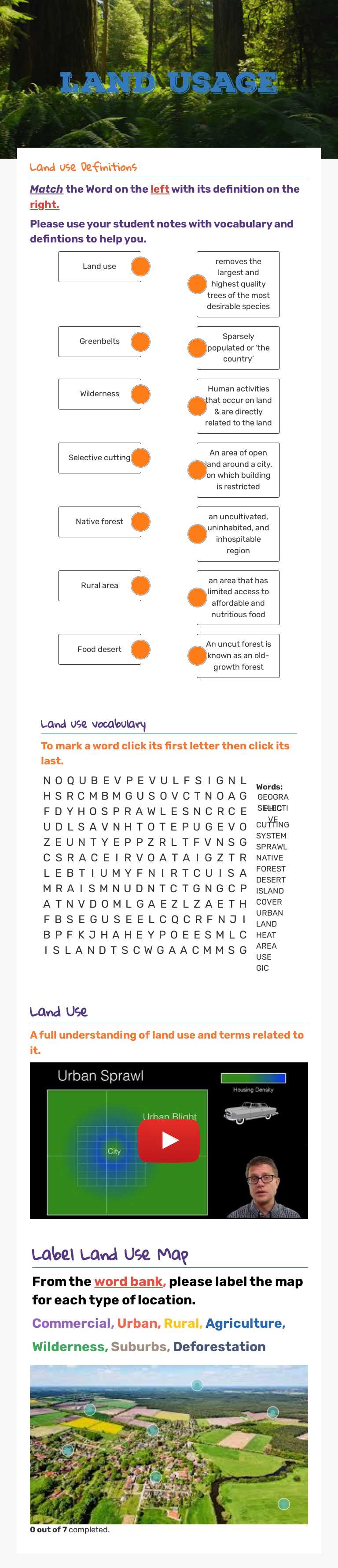 FRESH FOOD DESERTS & VOCAB REVIEW worksheet preview image