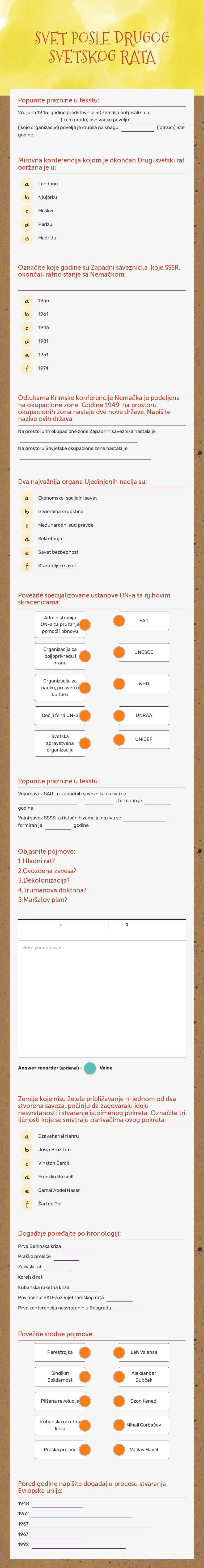 SVET POSLE DRUGOG SVETSKOG RATA worksheet preview image