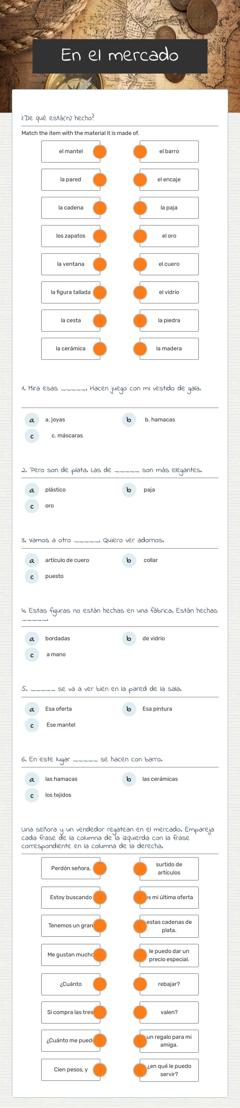 En el mercado worksheet preview image