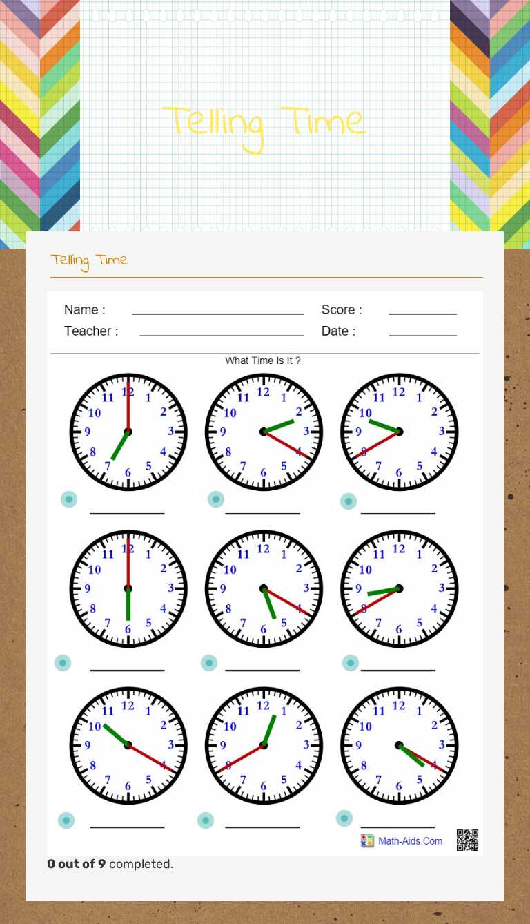 Telling Time worksheet preview image