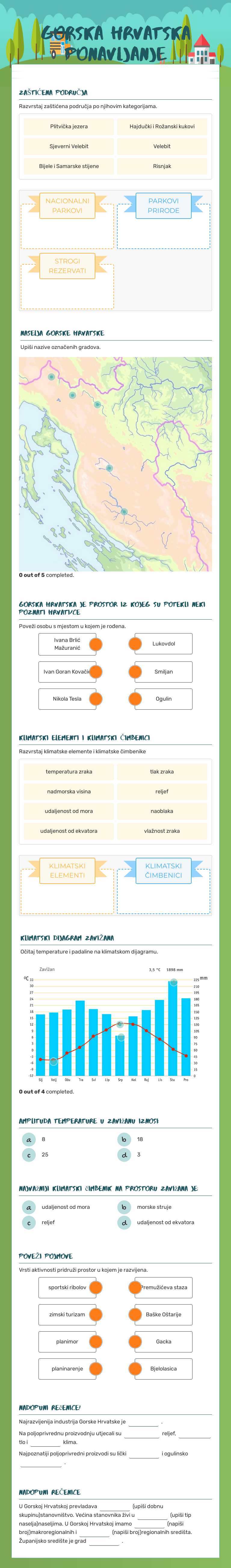 Gorska hrvatska ponavljanje worksheet preview image
